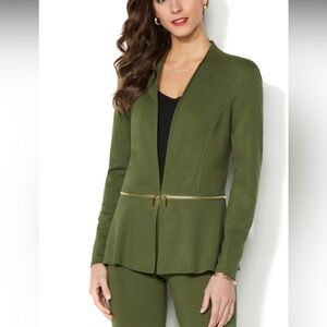 IMAN Convertible Zip-Off Ponte Knit Open Blazer Size M with Shoulder Pads